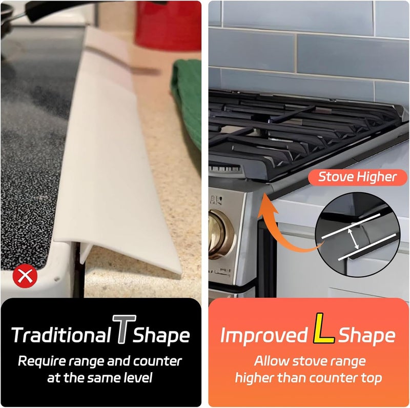 Cleaneat Stainless Steel Stove Gap Covers (2 Pack), Stove Gap Filler, Stove Counter Gap Guards for Kitchen, Range Trim Kit, Easy Clean with Heat Resistant, Adjustable Length 13.8” to 27.6”, Width 0.79" - Image 5